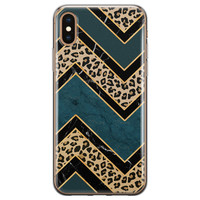 Leuke Telefoonhoesjes iPhone X/XS siliconen hoesje - Luipaard zigzag