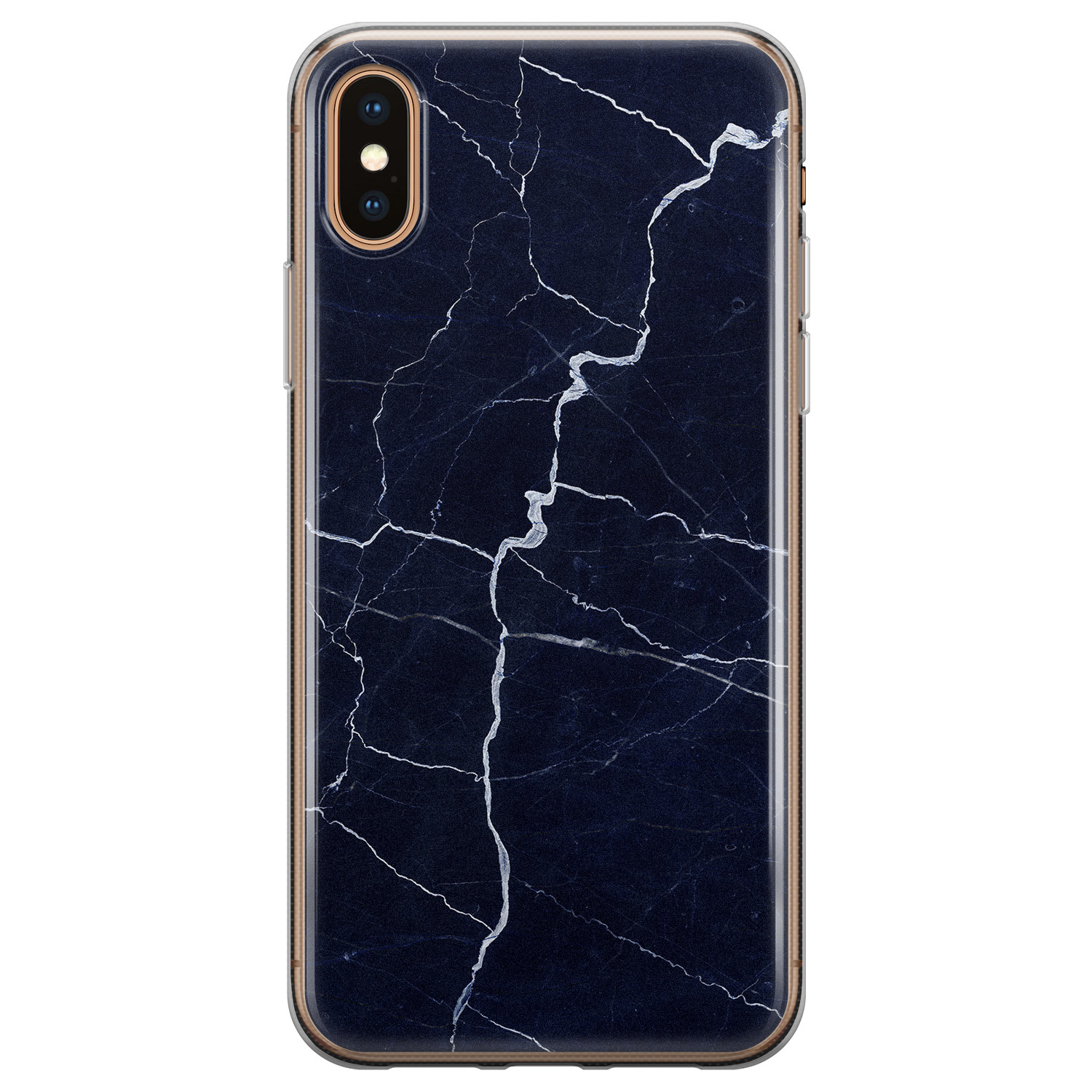 Leuke Telefoonhoesjes iPhone X/XS siliconen hoesje - Marmer navy blauw