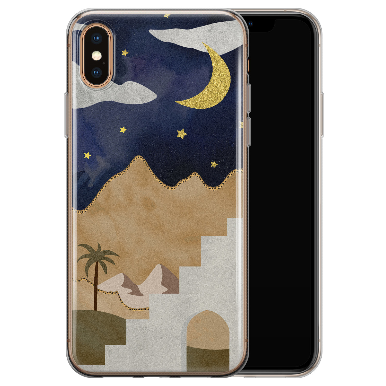 Leuke Telefoonhoesjes iPhone X/XS siliconen hoesje - Desert night