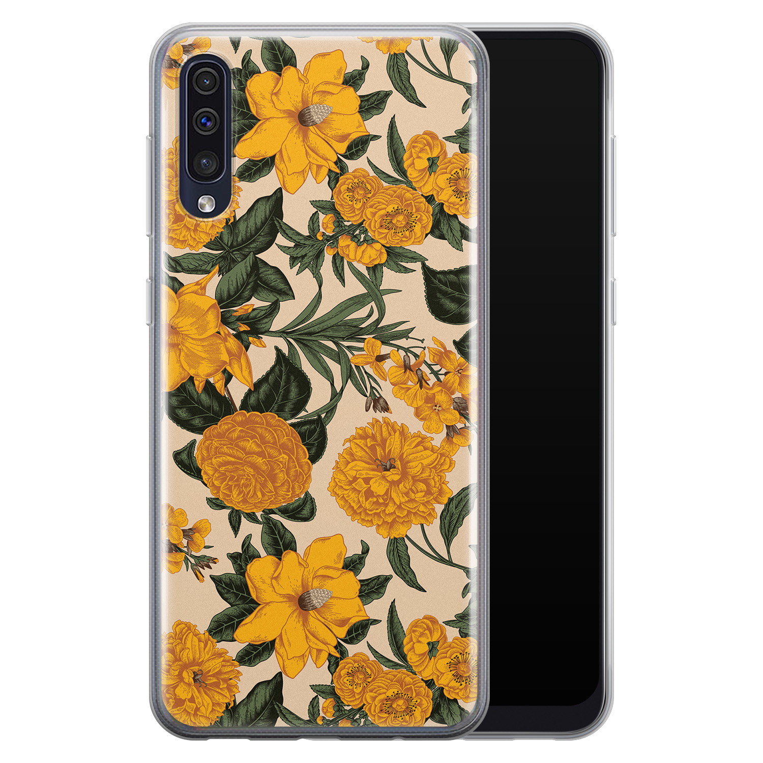 Leuke Telefoonhoesjes Samsung Galaxy A50/A30s siliconen hoesje - Retro flowers