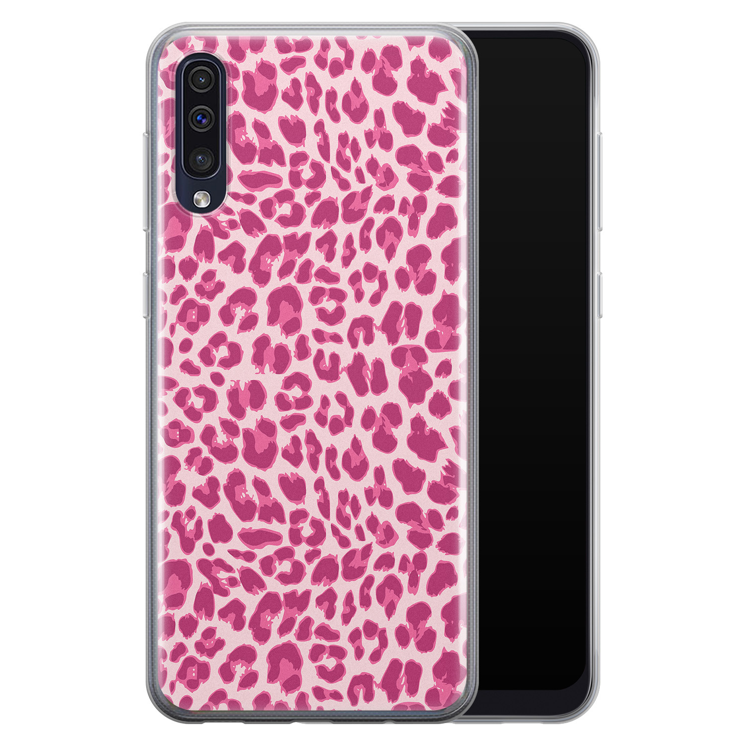 Leuke Telefoonhoesjes Samsung Galaxy A50/A30s siliconen hoesje - Luipaard roze