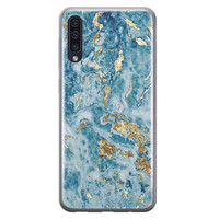 Leuke Telefoonhoesjes Samsung Galaxy A50/A30s siliconen hoesje - Goud blauw marmer