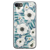 Leuke Telefoonhoesjes iPhone SE 2020 siliconen hoesje - Witte bloemen