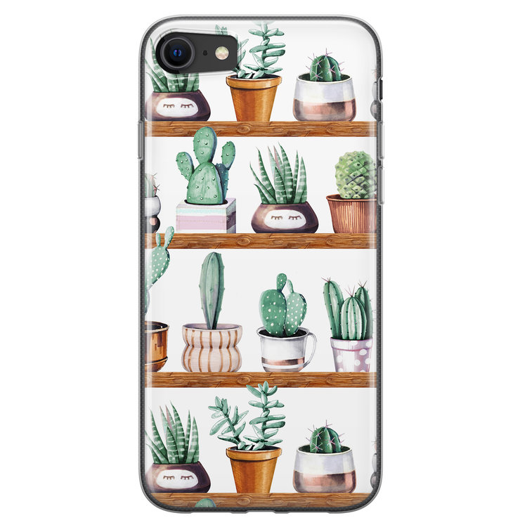 Leuke Telefoonhoesjes iPhone SE 2020 siliconen hoesje - Cactus