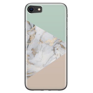 Leuke Telefoonhoesjes iPhone SE 2020 siliconen hoesje - Marmer pastel mix