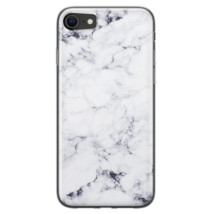 Leuke Telefoonhoesjes iPhone SE 2020 siliconen hoesje - Marmer grijs