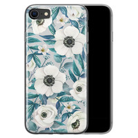 Leuke Telefoonhoesjes iPhone SE 2020 siliconen hoesje - Witte bloemen