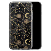 Leuke Telefoonhoesjes iPhone SE 2020 siliconen hoesje - Sun, moon, stars