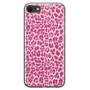 Leuke Telefoonhoesjes iPhone SE 2020 siliconen hoesje - Luipaard roze