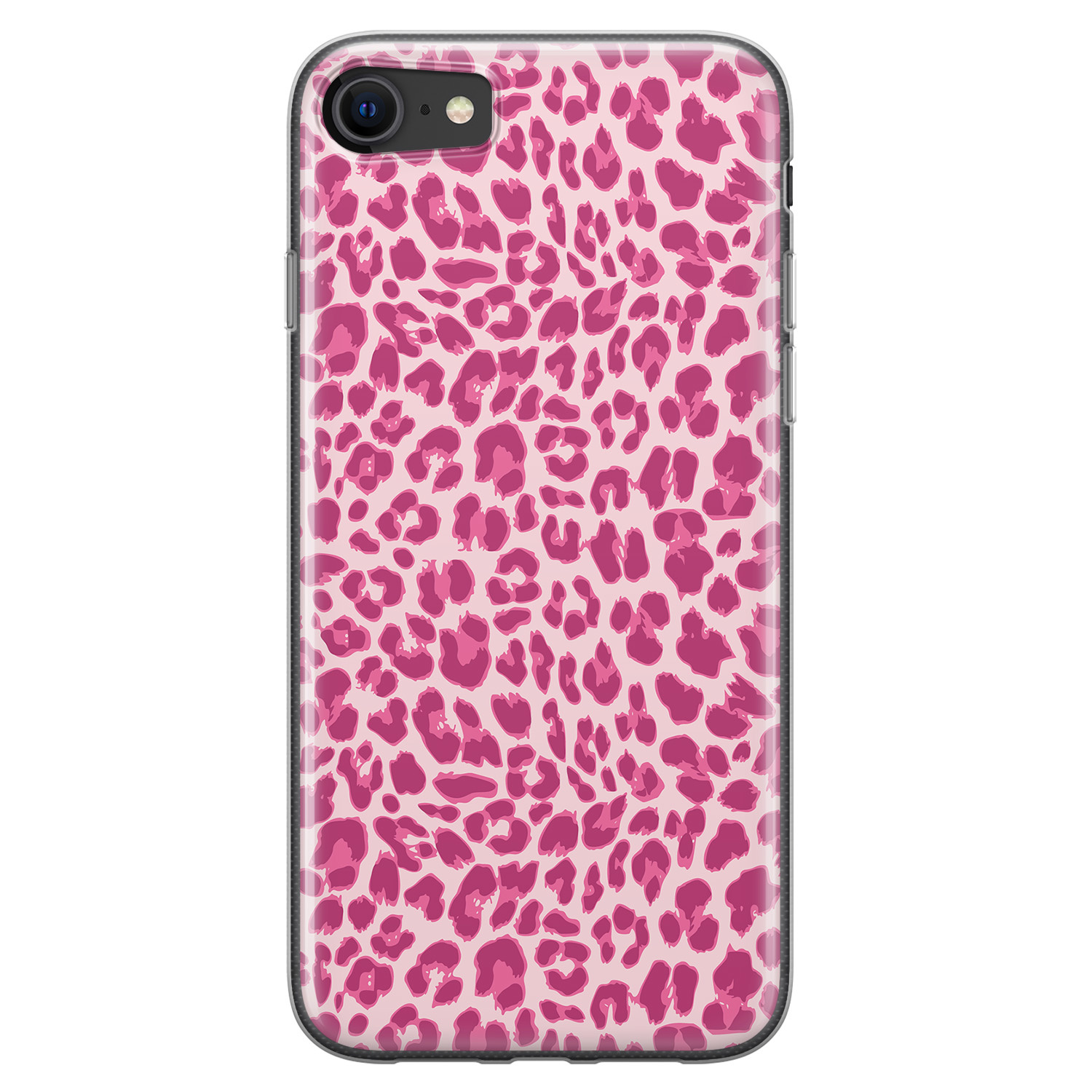 Leuke Telefoonhoesjes iPhone SE 2020 siliconen hoesje - Luipaard roze