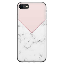 Leuke Telefoonhoesjes iPhone SE 2020 siliconen hoesje - Marmer roze grijs