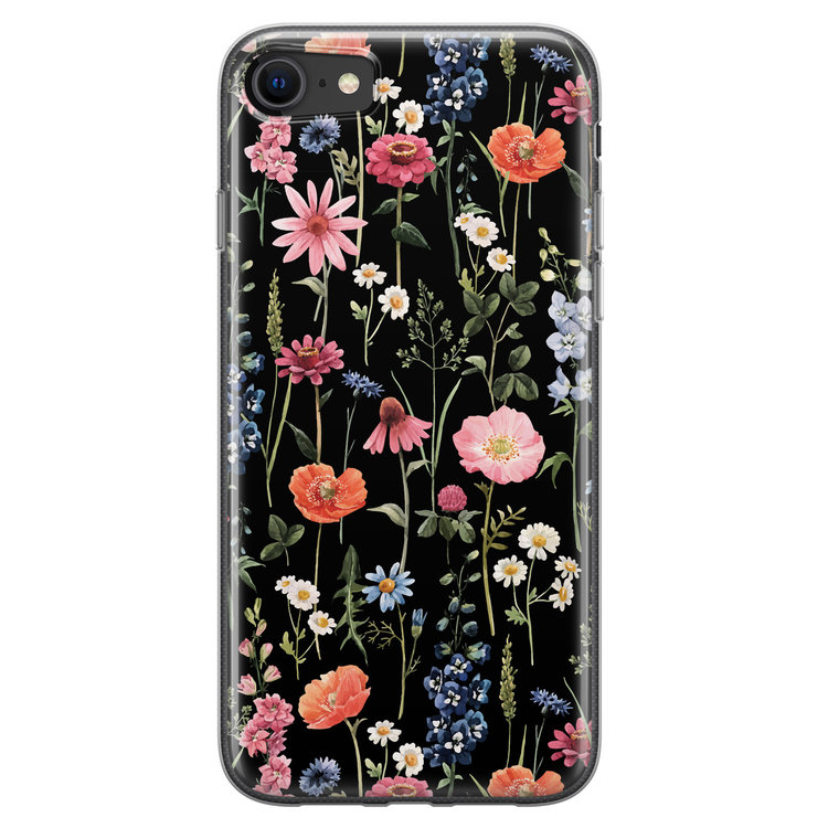 Leuke Telefoonhoesjes iPhone SE 2020 siliconen hoesje - Dark flowers