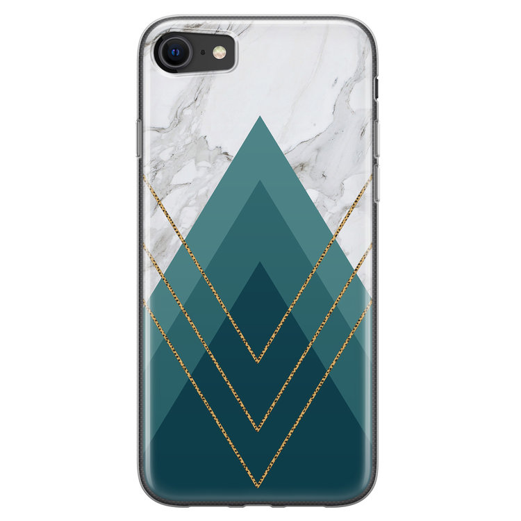 Leuke Telefoonhoesjes iPhone SE 2020 siliconen hoesje - Geometrisch blauw