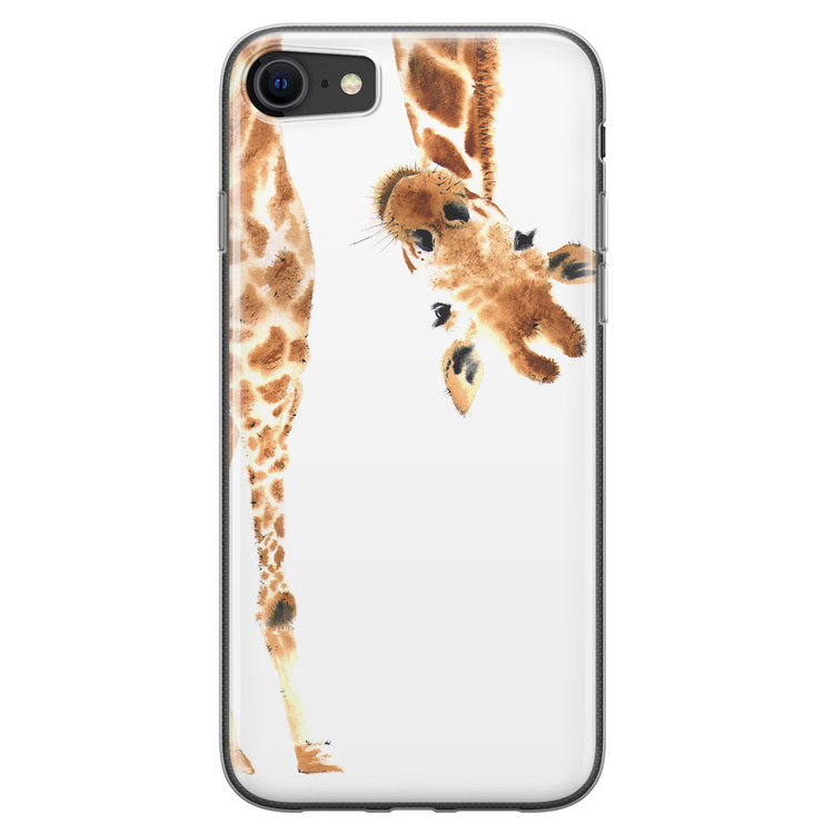 Leuke Telefoonhoesjes iPhone SE 2020 siliconen hoesje - Giraffe peekaboo