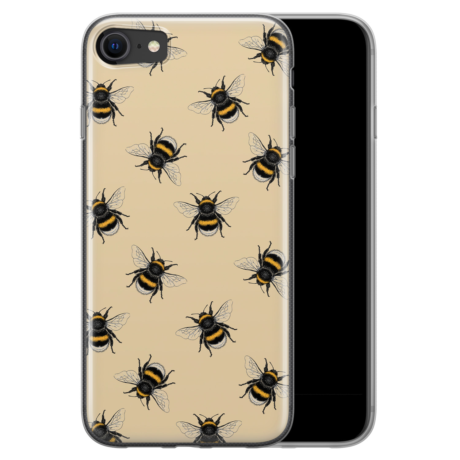 Leuke Telefoonhoesjes iPhone SE 2020 siliconen hoesje - Bee happy