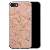 Leuke Telefoonhoesjes iPhone SE 2020 siliconen hoesje - Marmer roze goud