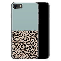 Leuke Telefoonhoesjes iPhone SE 2020 siliconen hoesje - Luipaard mint