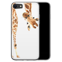 Leuke Telefoonhoesjes iPhone SE 2020 siliconen hoesje - Giraffe peekaboo
