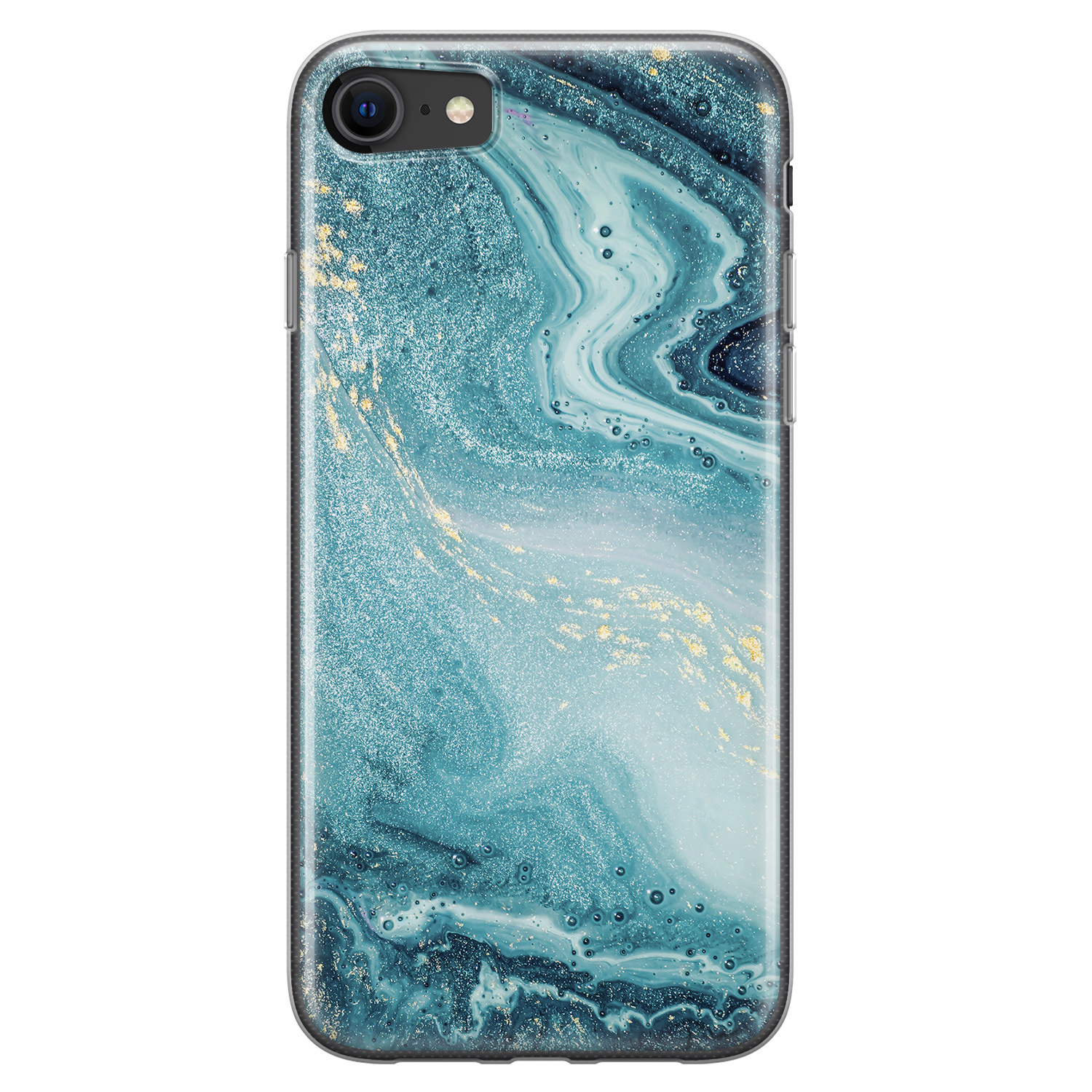 Leuke Telefoonhoesjes iPhone SE 2020 siliconen hoesje - Marmer blauw