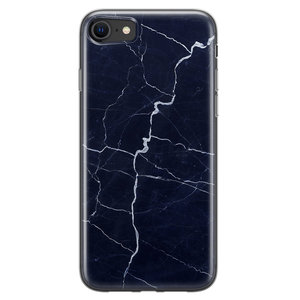 Leuke Telefoonhoesjes iPhone SE 2020 siliconen hoesje - Marmer navy blauw