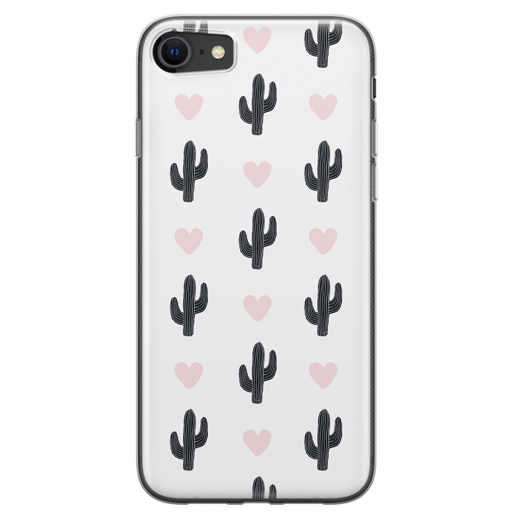 Leuke Telefoonhoesjes iPhone SE 2020 siliconen hoesje - Cactus love