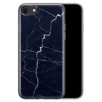 Leuke Telefoonhoesjes iPhone SE 2020 siliconen hoesje - Marmer navy blauw