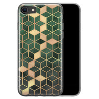 Leuke Telefoonhoesjes iPhone SE 2020 siliconen hoesje - Green cubes