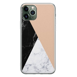 Leuke Telefoonhoesjes iPhone 11 Pro siliconen hoesje - Marmer zwart bruin