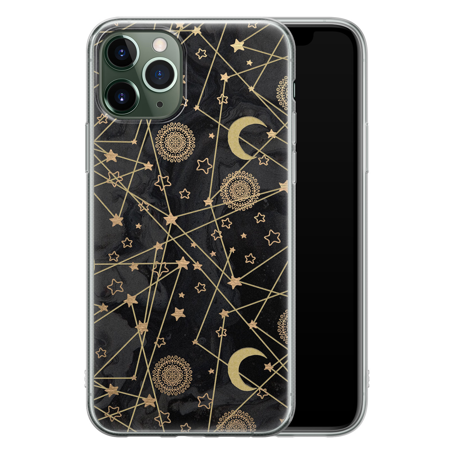 Leuke Telefoonhoesjes iPhone 11 Pro siliconen hoesje - Sun, moon, stars