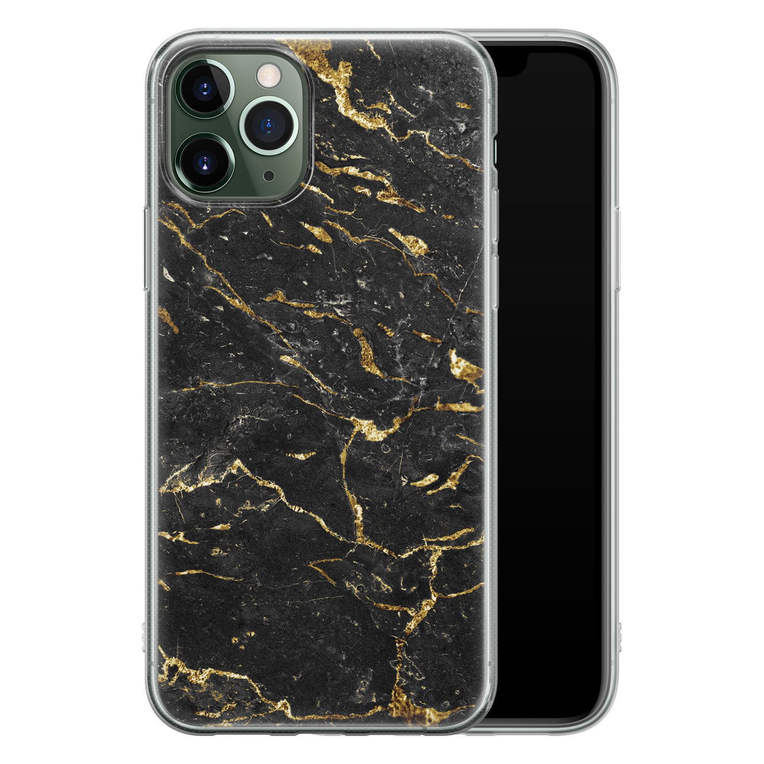 Leuke Telefoonhoesjes iPhone 11 Pro siliconen hoesje - Marmer zwart goud