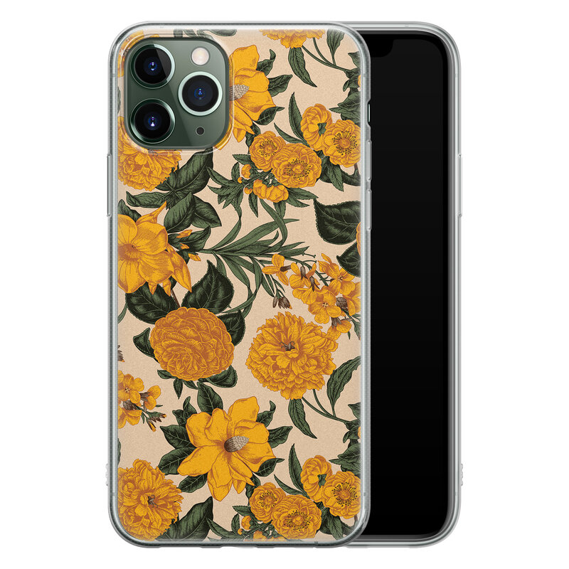 Leuke Telefoonhoesjes iPhone 11 Pro siliconen hoesje - Retro flowers
