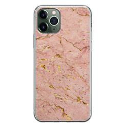 Leuke Telefoonhoesjes iPhone 11 Pro siliconen hoesje - Marmer roze goud