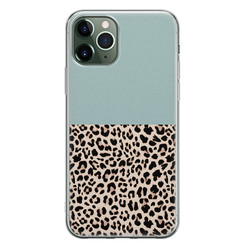 Leuke Telefoonhoesjes iPhone 11 Pro siliconen hoesje - Luipaard mint