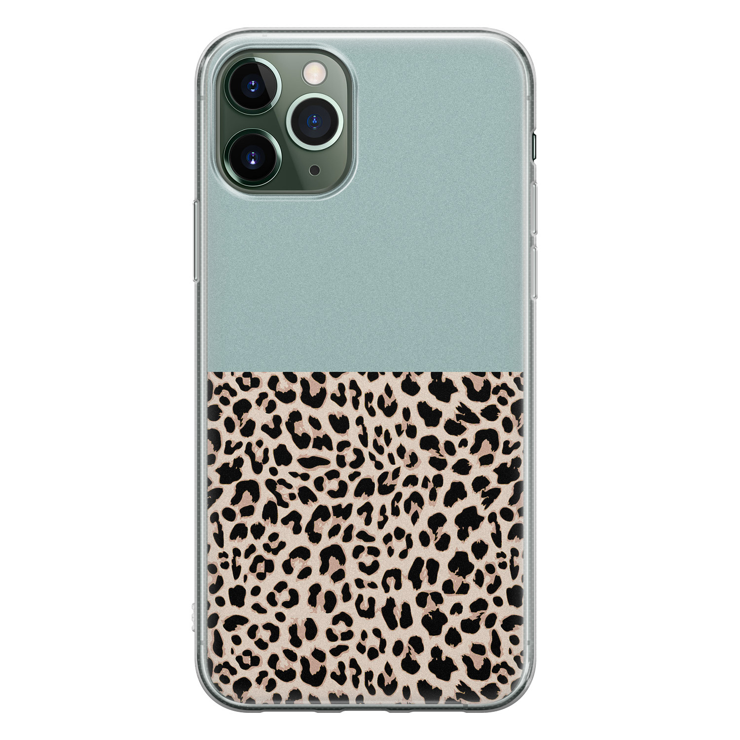 Leuke Telefoonhoesjes iPhone 11 Pro siliconen hoesje - Luipaard mint