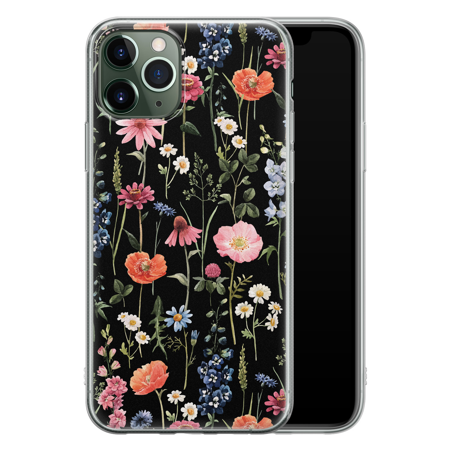 Leuke Telefoonhoesjes iPhone 11 Pro siliconen hoesje - Dark flowers