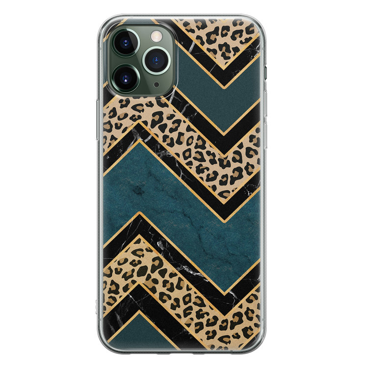 Leuke Telefoonhoesjes iPhone 11 Pro siliconen hoesje - Luipaard zigzag