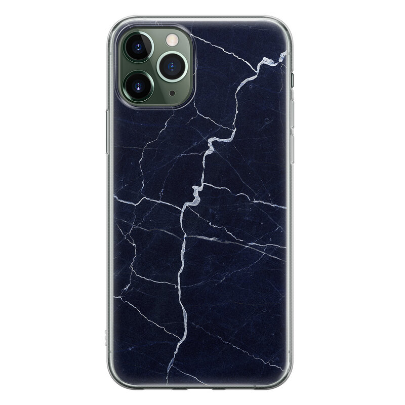 Leuke Telefoonhoesjes iPhone 11 Pro siliconen hoesje - Marmer navy blauw