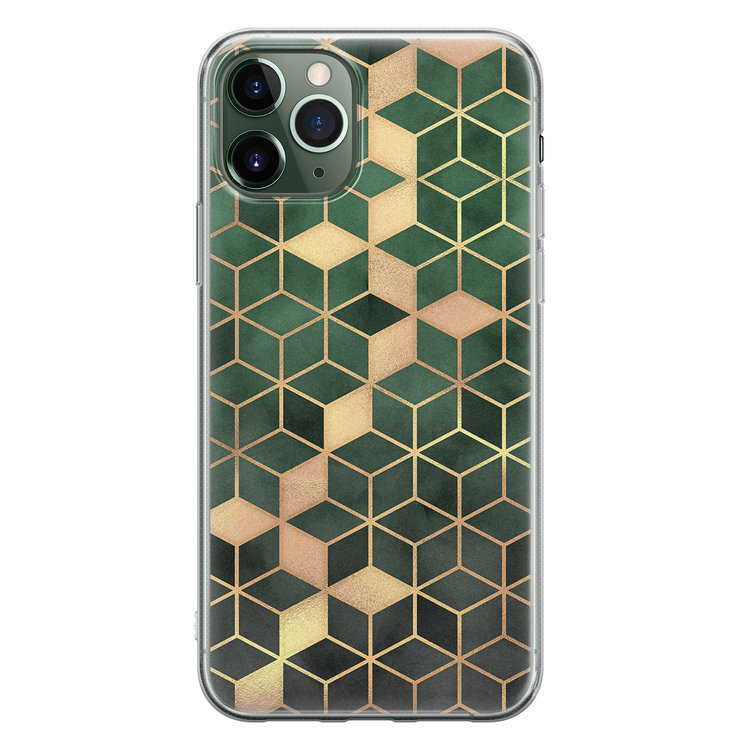 Leuke Telefoonhoesjes iPhone 11 Pro siliconen hoesje - Green cubes