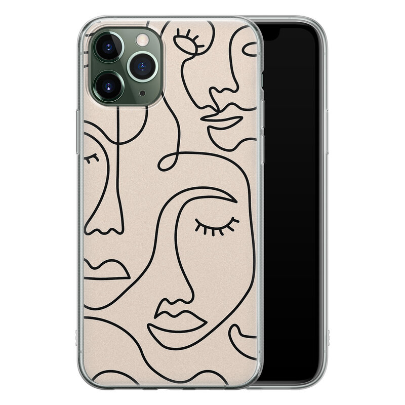 Leuke Telefoonhoesjes iPhone 11 Pro siliconen hoesje - Abstract gezicht lijnen
