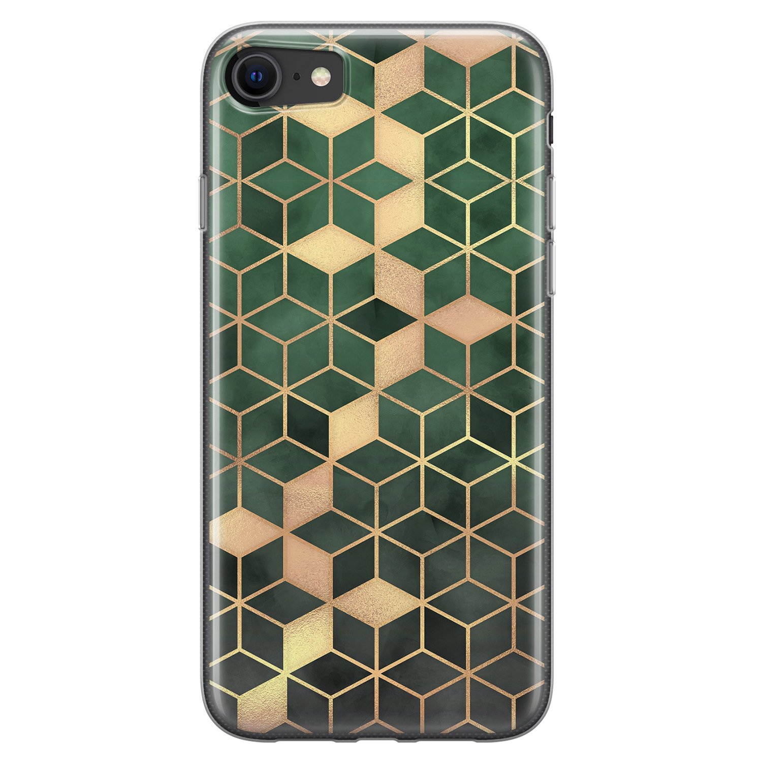 Leuke Telefoonhoesjes iPhone 8/7 siliconen hoesje - Green cubes