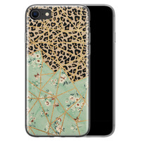 Leuke Telefoonhoesjes iPhone 8/7 siliconen hoesje - Luipaard flower print