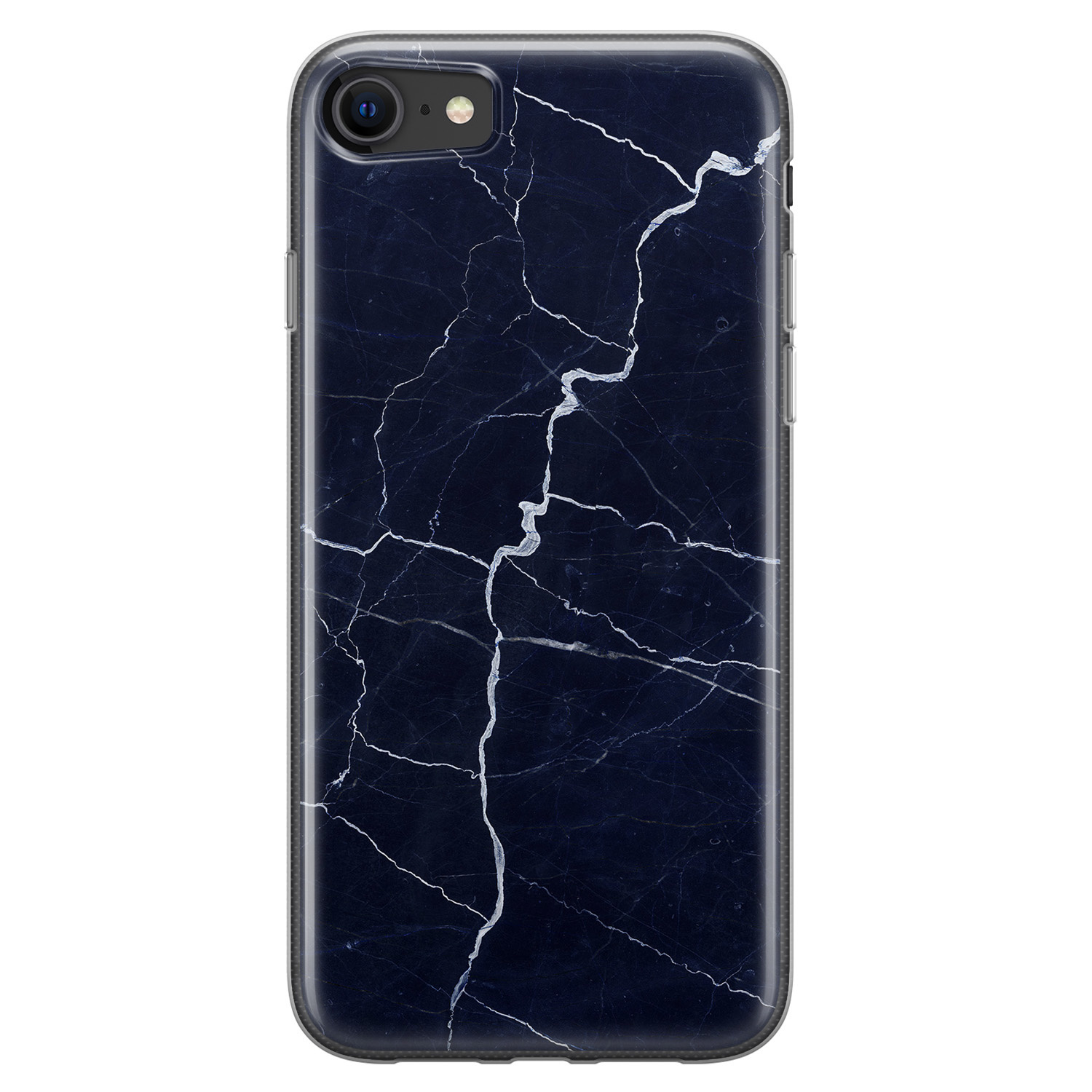 Leuke Telefoonhoesjes iPhone 8/7 siliconen hoesje - Marmer navy blauw