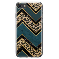 Leuke Telefoonhoesjes iPhone 8/7 siliconen hoesje - Luipaard zigzag