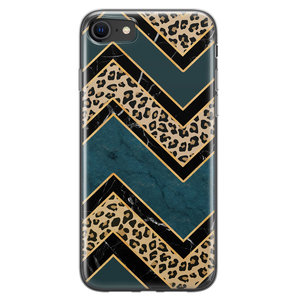 Leuke Telefoonhoesjes iPhone 8/7 siliconen hoesje - Luipaard zigzag