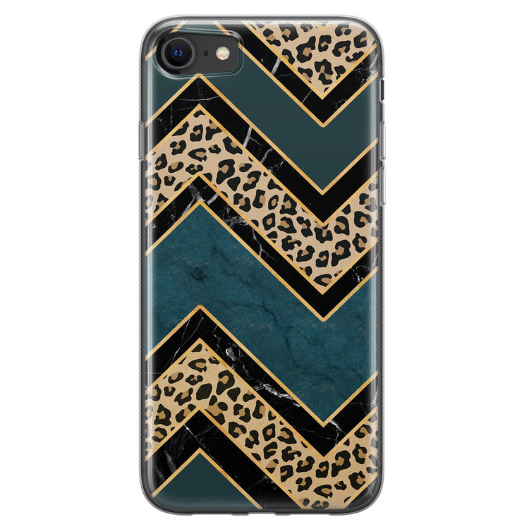 Leuke Telefoonhoesjes iPhone 8/7 siliconen hoesje - Luipaard zigzag