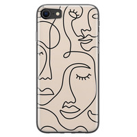 Leuke Telefoonhoesjes iPhone 8/7 siliconen hoesje - Abstract gezicht lijnen