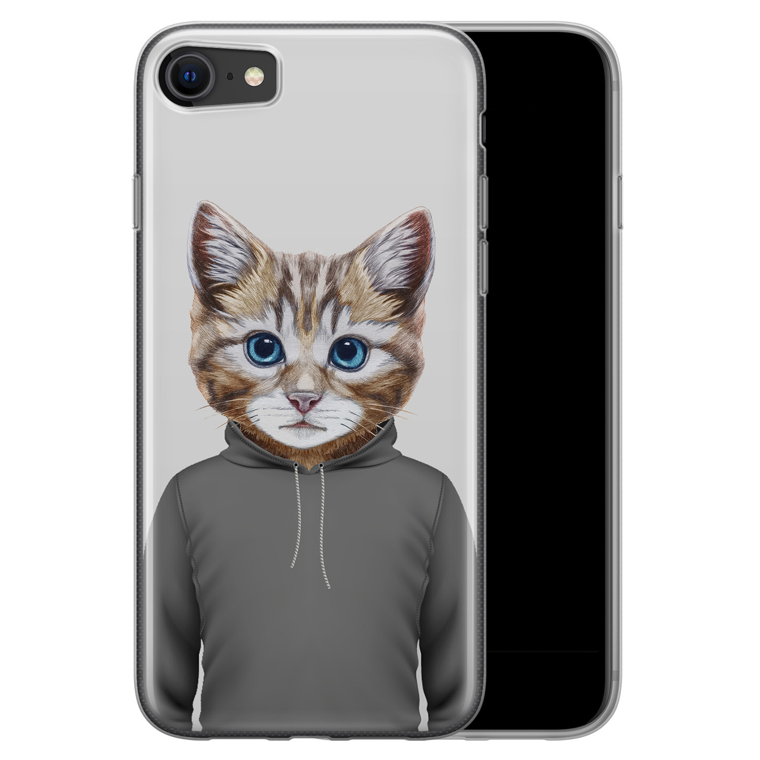 Leuke Telefoonhoesjes iPhone 8/7 siliconen hoesje - Poezenhoofd