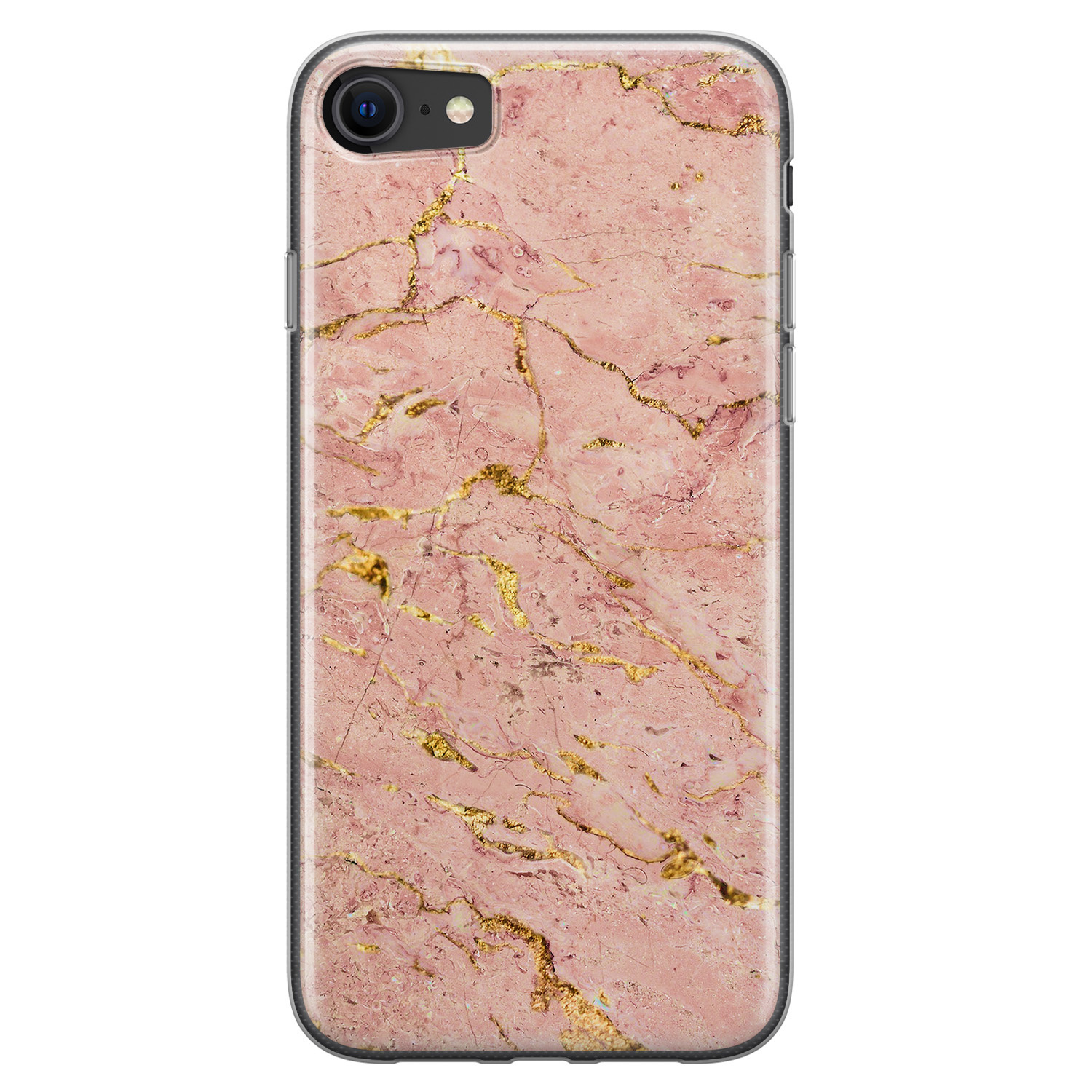 Leuke Telefoonhoesjes iPhone 8/7 siliconen hoesje - Marmer roze goud