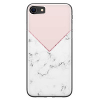 Leuke Telefoonhoesjes iPhone 8/7 siliconen hoesje - Marmer roze grijs