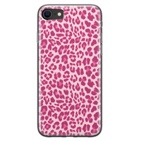 Leuke Telefoonhoesjes iPhone 8/7 siliconen hoesje - Luipaard roze